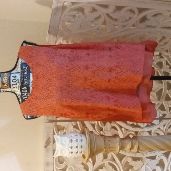 AGB SZ XL Women's Lace Design Pleated Tank Style Blouse - Picture 1 of 14